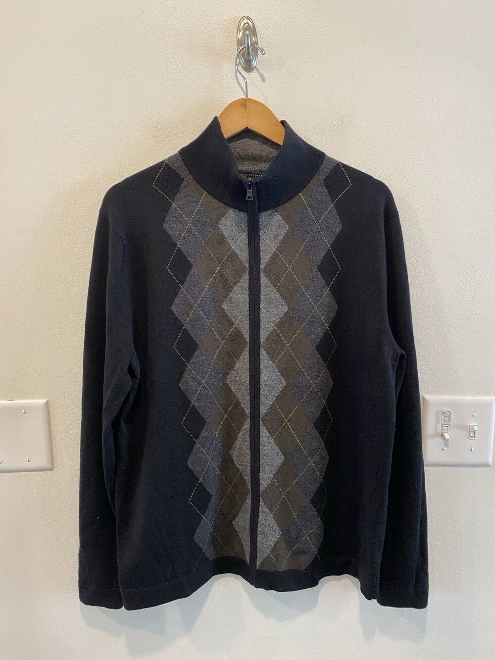 Banana Republic Men’s Merino Wool Full Zip Cardigan Sweater Large Old Money